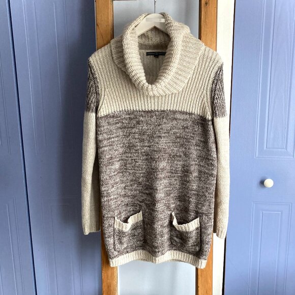 CYC Sweaters - cYc Colorblock Long Cowl Neck Knit Sweater with Pockets